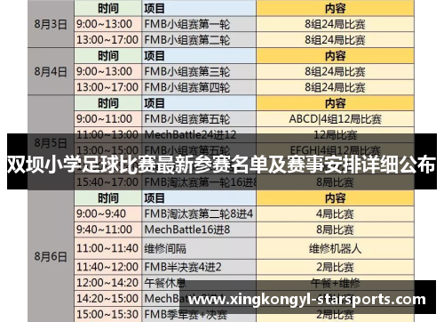 双坝小学足球比赛最新参赛名单及赛事安排详细公布