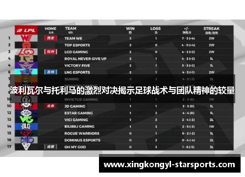 波利瓦尔与托利马的激烈对决揭示足球战术与团队精神的较量